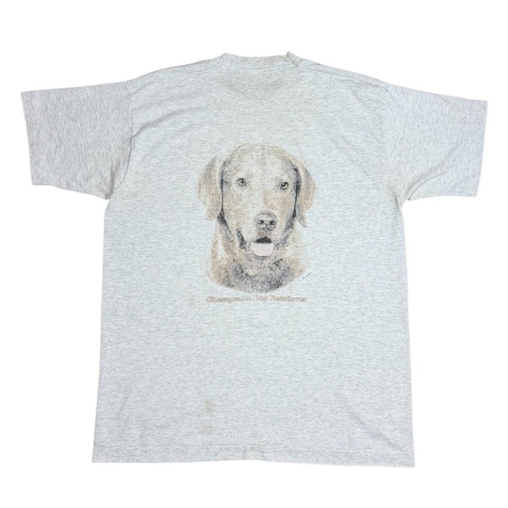 Vintage 90s Chesapeake Bay Retriever Puppy Dog Cute Faded Animal Graphic T-shirt